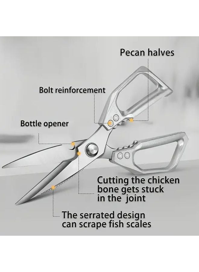 مقص مطبخ من الفولاذ المقاوم للصدأ مع غمد، ومفرمة دواجن ولحوم للمنزل والمطعم ومتجر الجزارة - Image 3